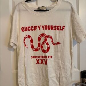 Gucci White Tee with Red Snake Design
